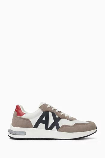 Logo Sneakers in Mesh & Leather
