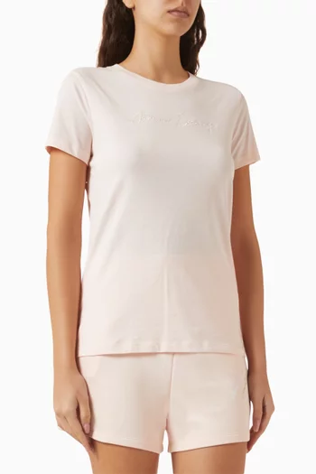 تي شيرت بطبعة شعار الماركة قطن