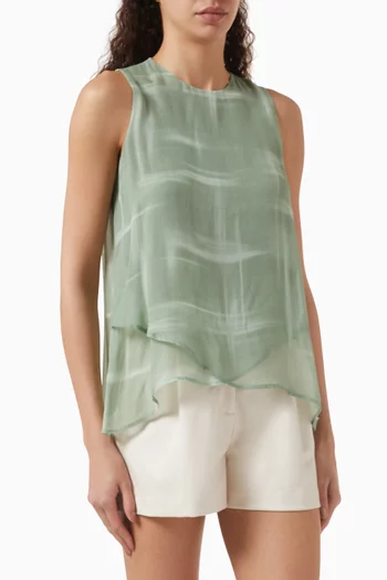 The Grid Marble-print Top in Viscose