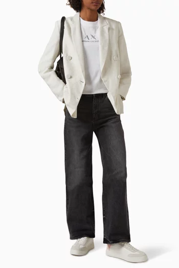 Double Breasted Jacket in Cotton-blend