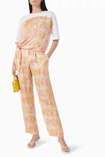 Printed Straight-leg Pants in Viscose