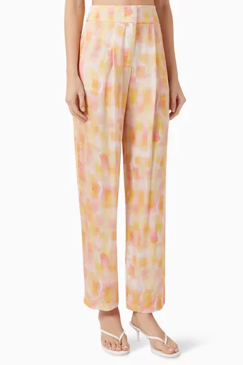 Printed Straight-leg Pants in Viscose