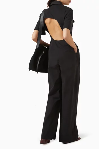 Open-back Cargo Jumpsuit in Cotton Twill