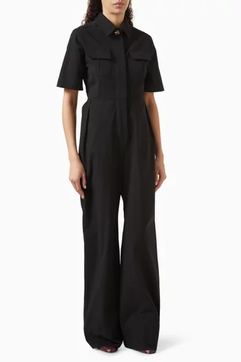 Open-back Cargo Jumpsuit in Cotton Twill