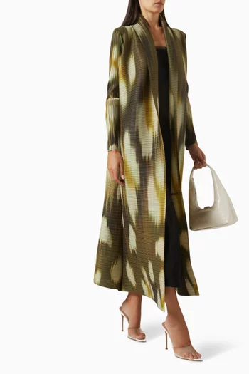 Printed Abaya in Stretch Plisse