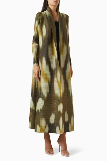 Printed Abaya in Stretch Plisse