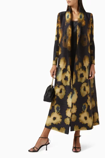 Printed Abaya in Stretch Plisse