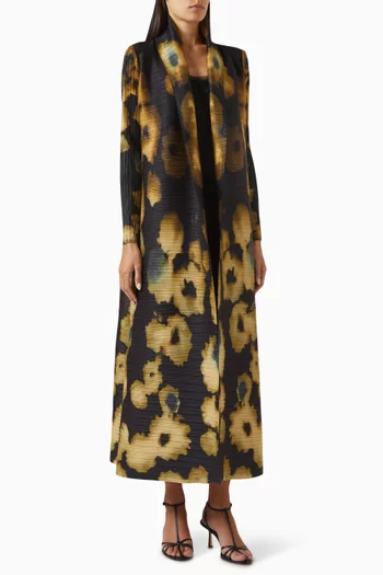 Printed Abaya in Stretch Plisse
