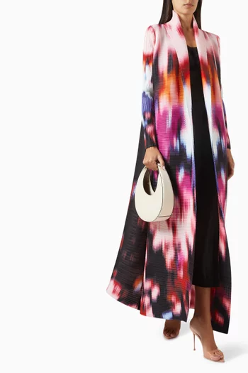 Printed Abaya in Stretch Plisse