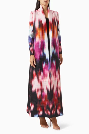 Printed Abaya in Stretch Plisse