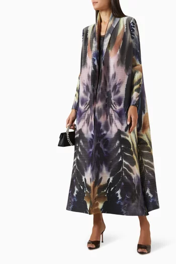 Printed Abaya in Stretch Plisse