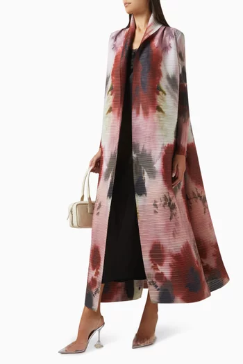 Printed Abaya in Stretch Plissé