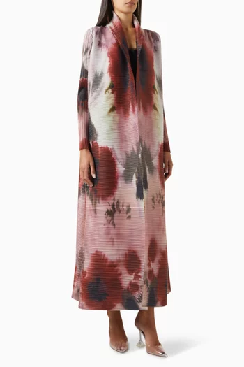 Printed Abaya in Stretch Plissé