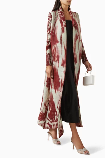 Printed Abaya in Stretch Plissé