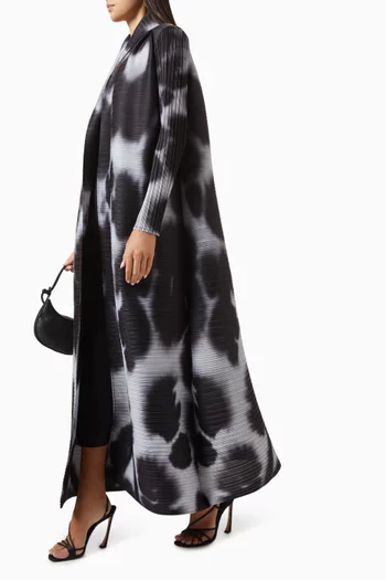 Printed Abaya in Stretch Plissé