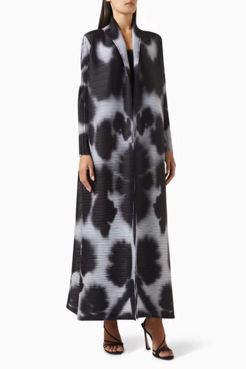 Printed Abaya in Stretch Plissé