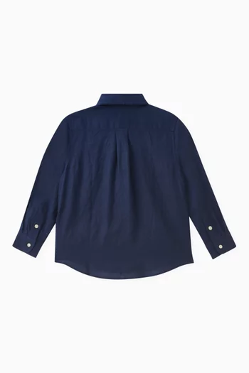 Logo-embroidered Shirt in Linen