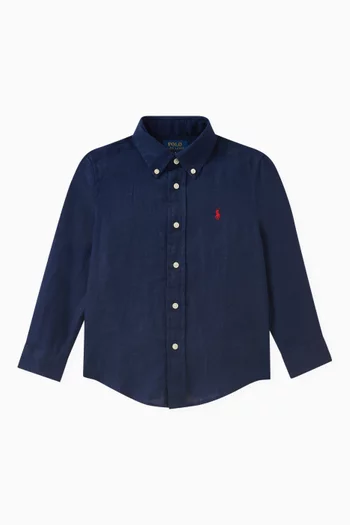 Logo-embroidered Shirt in Linen
