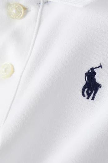 Logo-embroidered Polo Bodysuit in Cotton