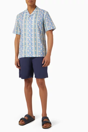 Printed Bowling Shirt in Cotton Voile