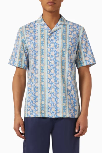 Printed Bowling Shirt in Cotton Voile