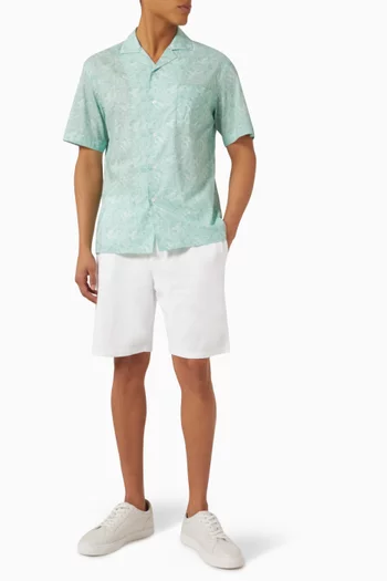 Printed Bowling Shirt in Cotton Voile