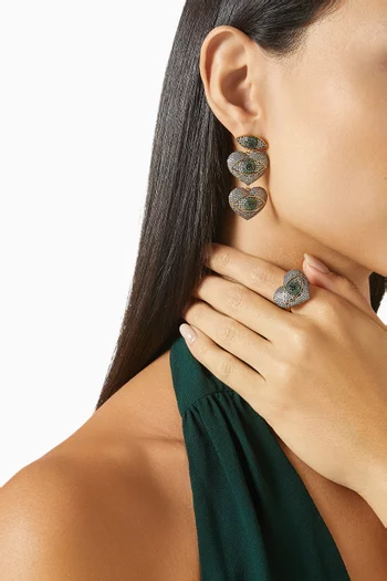 أقراط ان لوف ويذ ايه ومن مرصع بكريستال برونز مطلي ذهب عيار 24