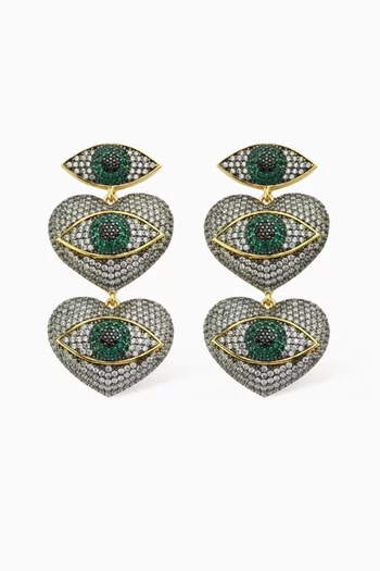 أقراط ان لوف ويذ ايه ومن مرصع بكريستال برونز مطلي ذهب عيار 24