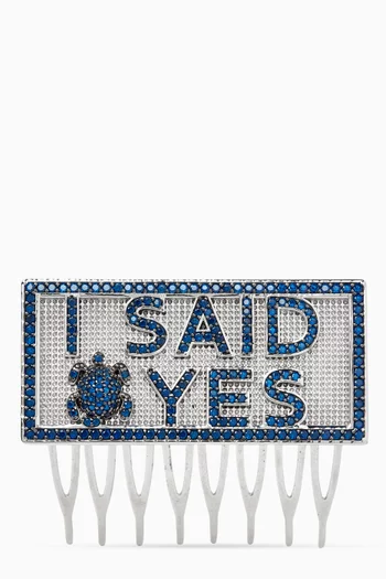 مشبك شعر بعبارة I Said Yes برونز مطلي بالبلاتين