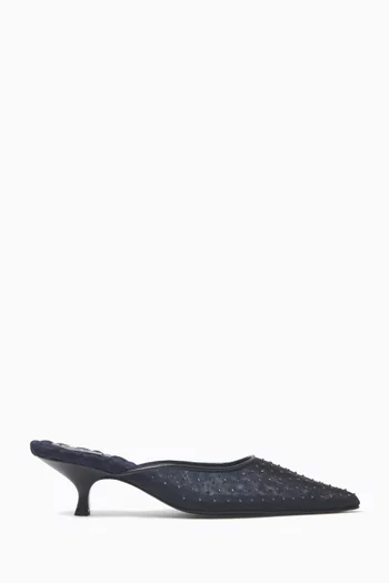 Rosa 50 Studded Mules in Mesh