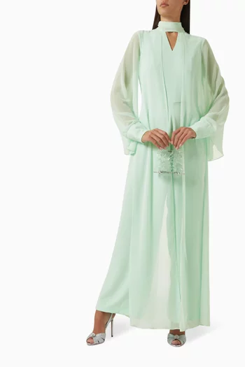 Split-cape Jumpsuit in Georgette