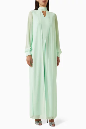 Split-cape Jumpsuit in Georgette