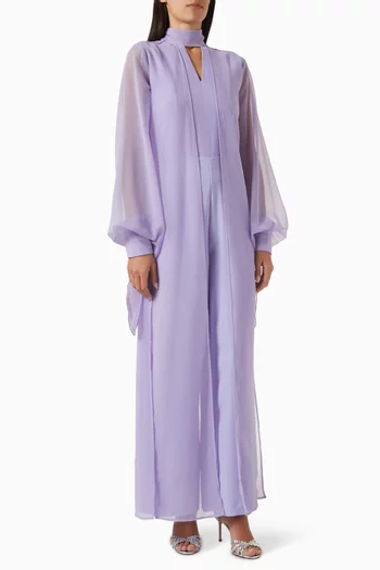 Split-cape Jumpsuit in Georgette