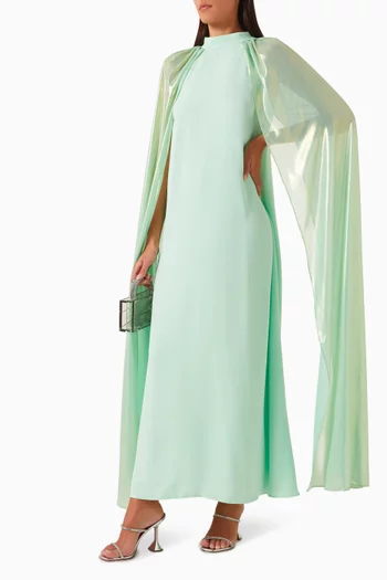 Cape-sleeve Maxi Dress in Georgette