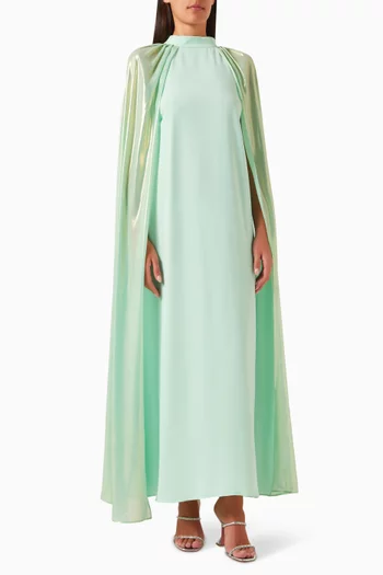 Cape-sleeve Maxi Dress in Georgette