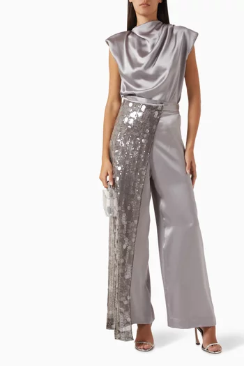 Sequin-embellished Overlay Pants
