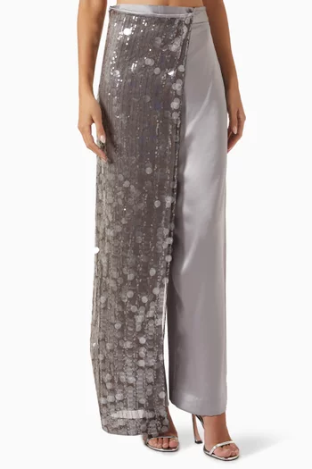 Sequin-embellished Overlay Pants