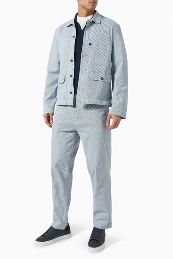Gibson Overshirt in Cotton Stripes Hickory