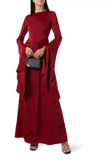 Kasmine Maxi Dress in Crepe Satin