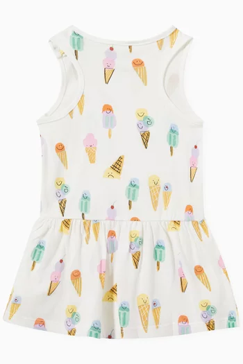 Ice Cream-print Dress in Organic Cotton
