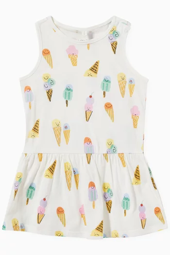 Ice Cream-print Dress in Organic Cotton