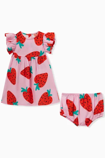 Strawberry-print Dress Set in Organic Cotton