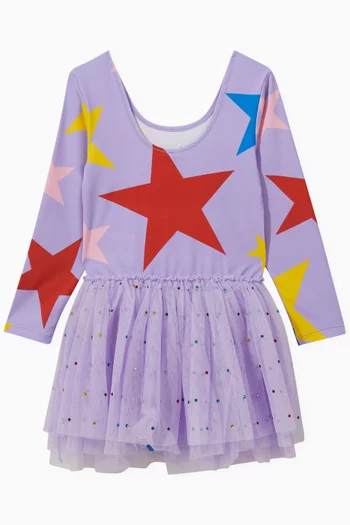 Star-print Dress in Tulle & Nylon