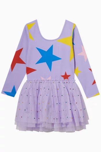 Star-print Dress in Tulle & Nylon