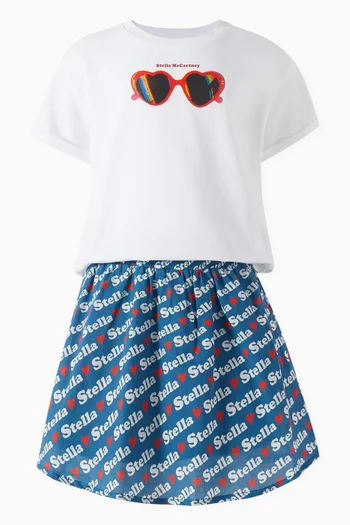 Monogram-print Flared Skirt