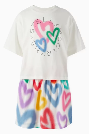 Hearts Printed Mini Skirt in Cotton
