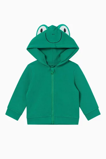Baby Frog Pop Up Eyes Hoodie in Organic Cotton