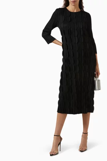 Raven 3D Petal Midi Dress