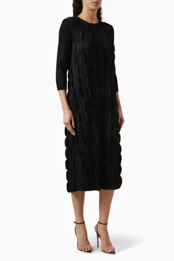 Raven 3D Petal Midi Dress