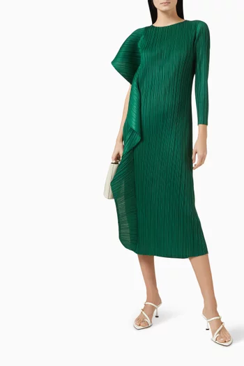 Serene Asymmetrical Ruffled Midi Dress